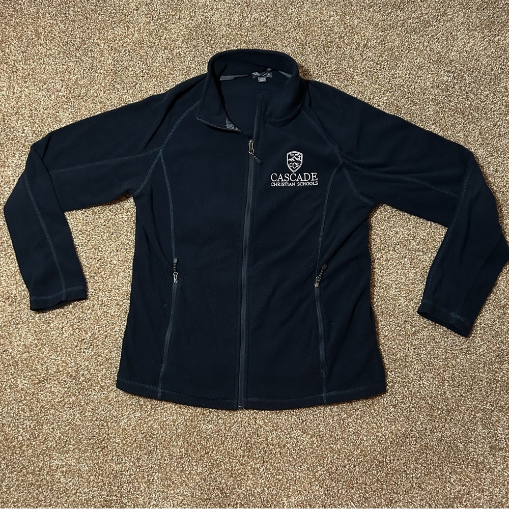 Navy Embroidered Fleece Jacket
